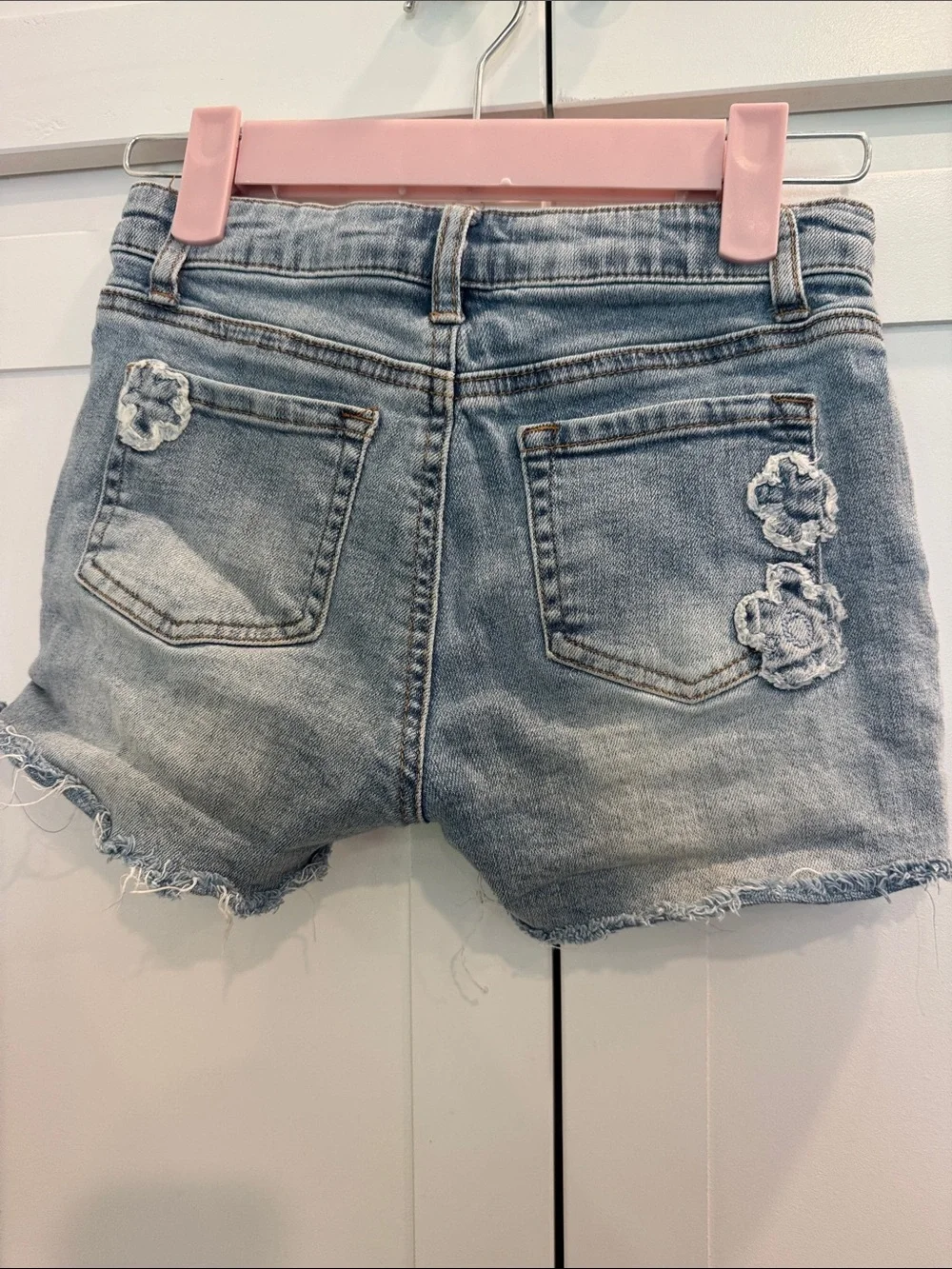 Tractr Light Blue Embroidered Floral Denim Shorts